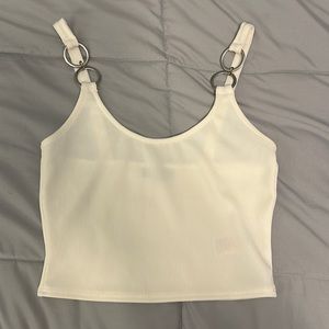 TopShop Size 6 White Crop Tank Top